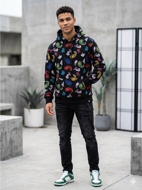 Switch Remarkable Paisley All Over Print Hoodie - Men's Size L - Oversized Look